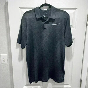 Nike Dri-Fit 1/4 snap, collared, grey striped polo, golf shirt, poly/spandex